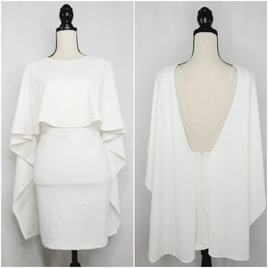 Lulu's White Bat Sleeve Mini backless dress, NWOT